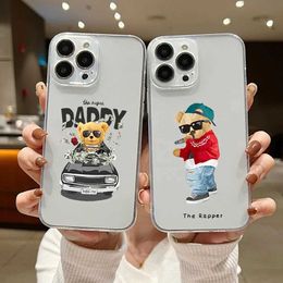 Cell Phone Bumpers Luxury Brand Bear Phone Case For Samsung S24 S23 S22 S21 S20 S10 FE Note20 Plus Ultra Lite 5G Clear Soft TPU Trend Bag Cover Y240423