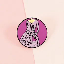 Brooches Pink Round Elegant Women Party Cartoon Dresses English Letter Enamel Pin Girl Lapel Shirt Bag Metal Badge Gift