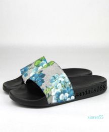 mens womens fashion blue flower blooms rubber slide sandals flip flops boys girls causal beach slippers3729821