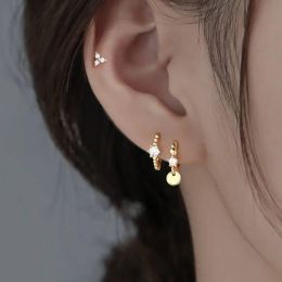 Earrings New Stainless Steel Gold Color Cubic Zirconia Minimal Hoop Earrings For Women Small Round Cartilage Earring Piercing Jewelry