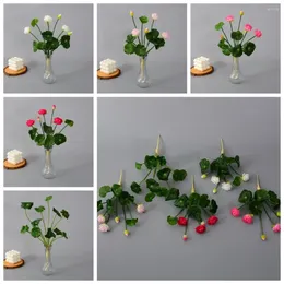 Decorative Flowers Lifelike Artificial Lotus Flower Fake Plastic Beautiful Mini Silk Handmade Simulation Home Office