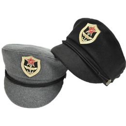 Autumn Winter Wool Felt Trilby Flat Navy Cap European US Police Hats Caps for Men Women Star Logo Military Hats Army Cap Unisex2543041334