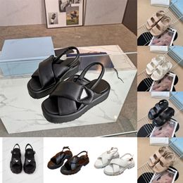 Soft padded nappas mules quilted Leather dad sandals Enamelled Metal Triangle tread monolith Sandal Streamlined shoes easy to wear platform slippers slides