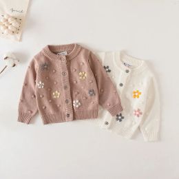 Sweaters 2022 Fashion Autumn Baby Girls Knit Outerwear Newborn Infant Boys Girls Floral Cardigan Kids Children Cotton Sweater