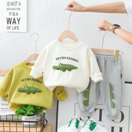 Clothing Sets Children's Spring/Autumn Cartoon Sweater Set Boys Cute Crocodile Top Pants 2-Piece Casual Letter Tracksuit 9M-6 Years