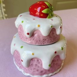 Jars 1PCS Ceramic Ice Cream Strawberry Cake Storage Tank Seasoning Tank Dessert Bowl Craft Ornament