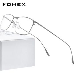 Lenses Fonex Titanium Alloy Glasses Frame Men Square Myopia Prescription Eyeglasses Frames 2020 New Full Optical Korean Eyewear 8105