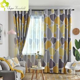 Curtain Nordic Style Heart Stone Printed Fabric Curtains For Bedroom Living Room Window Treatments Simple Tulle Kitchen