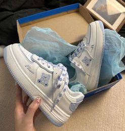 Dress Shoes HOUZHOU Kaii Bear Shoes Women Sports White Sneakers Platforms 2021 Tennis Female Flats Casual Anime Lolita Harajuku T2121743722