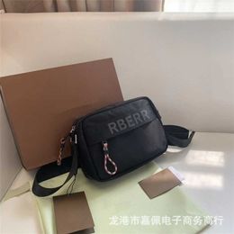 Tote bag high definition Solid color minimalist nylon crossbody canvas * r camera pure black embroidery unisex chest with wide straps