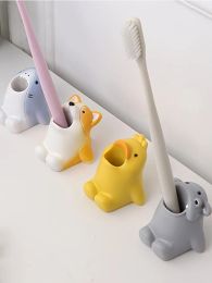 Heads Cartoon Animal Toothbrush Holder Cute Corgi Shark Storage Stand Makeup Brush Stationery Countertop Organiser Bathroom Decoration