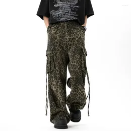 Men's Jeans 2024 Cyber Y2K Streetwear Leopard Baggy Stacked Cargo Pants For Men Clothes Women Wide Leg Long Trousers Pantalones Hombre