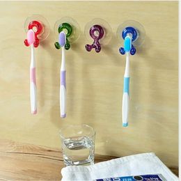 Wall Mount Bathroom Toothbrush Holder Home Kitchen Toothbrush Suction Holder Rack Hang Stand Wall Suction Cup Design Rack