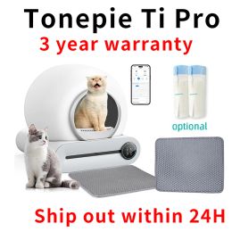 Boxes Tonepie cat litter box self cleaning Automatic Litter Box with App Control Pet Toilet Tray Electric Proof Splash Sandbox