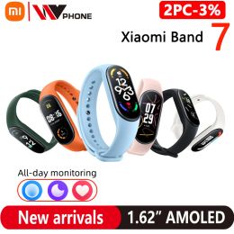 Wristbands Original Xiaomi Mi Band 7 Smart Bracelet 6 Colour AMOLED 1.62" Screen 24h Blood Oxygen Fitness Traker 5 ATM Waterproof