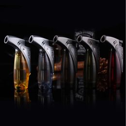 Butane Jet Torch Lighter Plastic Windproof Cigar Lighter Without Gas Fuel Visible