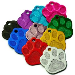 Tags Wholesale 100Pcs Paw Pet Dog ID Tag Custom Engraved Name Plate Phone Dogs ID Tags Personalised Aluminium Pet Pendant Key Chain