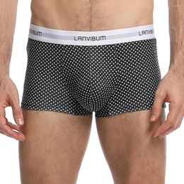 Underpants Boxer Men's Underwear Mid-Waist Breathable Sexy Gay Comfortable Dot Print Panties Cueca Masculina