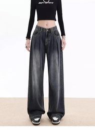 Women's Jeans Streetwear Women Vintage Cargo Denim Trousers High Waist Loose Baggy Pleated Straight Aesthetic Harajuku Y2K Pants
