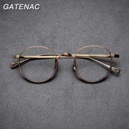 Frame Vintage Pure Titanium Eyeglasses Frame Men Round Prescription Optical Glasses Frame Women Designer Myopia Brand Eyewear