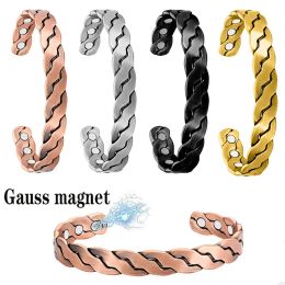 Strands Arthritis Health Energy Charm Twisted Copper Colour Bracelets Bangles Women Magnetic Bracelet Men Adjustable Open Cuff Bracelet