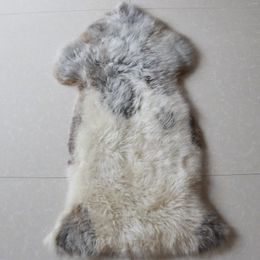 Pillow TSR07 Grey White Shade Genuine Tibetan Sheepskin Area Rug Natural Color Thick Fluffy Fur Skin Pelt Mat Hide Decor For Bedroom
