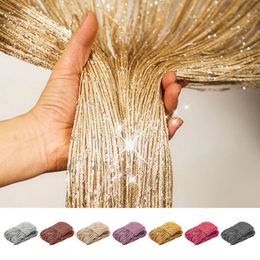 Glitter Door String Curtain Room Divider Blind Silver Ribbon Shiny Tassel Flash Line for Wedding Party Window Decoration 240416