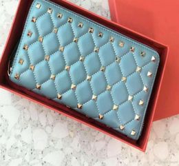 new zipper wallets name card cardholders women high fashion genuine leather material diamond lattice metallic full start rivet clu1790845