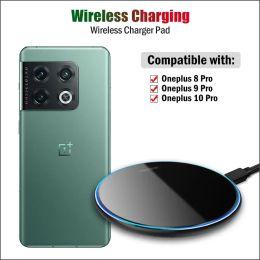 Chargers 15W Fast Wireless Charger for Oneplus 10 Pro/9 Pro/8 Pro Qi Phone Wireless Charging Pad Breathing Light with USB Cable