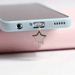 Cell Phone Anti-Dust Gadgets Mobile phone dust plug five pointed star fashionable sweet diamond inlaid accessories alloy pendant accessories Y240423