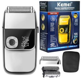 Shavers Kemei Professional Hair Beard Electric Shaver For Men Metal Housing Electric Razor Washable Head Shaving Machine Rechargeable