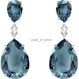 Dangle Chandelier Elegant Fashion Silver Colour Drop-shaped Zircon Earrings for Women Bride Engagement Wedding Jewellery H240423