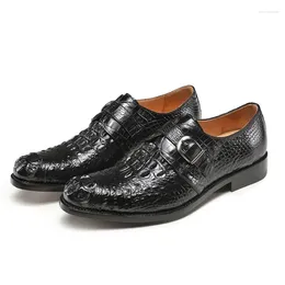 Dress Shoes Authentic Real Crocodile Skin Buckle Strap Businessmen Genuine Alligator Leather Handmade Male Classic Black