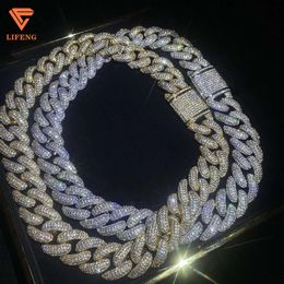 Custom S925 Sliver 9k 14k 18k Solid Gold Iced Out Cuban Link Chain Moissanite Diamond Cuban Chain Necklace