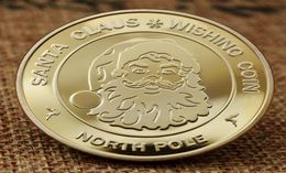 Santa Claus Wishing Coin Collectible Gold Plated Souvenir Coin North Pole Collection Gift Merry Christmas Commemorative Coin7800007