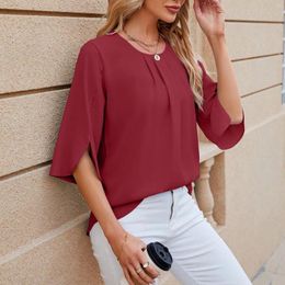 Women's T Shirts Tops For Women Elegant Fashion Solid Colour Half Sleeve Round Neck Casual Daily T-Shirt Korean Style