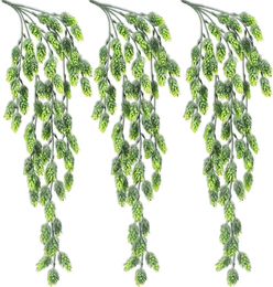 Artificial Flower Hops Vine Garland Plant Fake Hanging Vine Faux Hops UV Resistant Faux Floral Greenery 3 PCS 240409