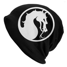 Berets Mortal Kombat Logo Bonnet Hats Hip Hop Knit Hat For Women Men Winter Warm Fighting Game Sub Zero Scorpion Skullies Beanies Caps