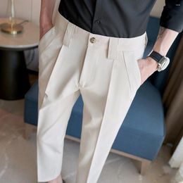 Men's Pants Luxury Draped Baggy Suit Casual Solid Colour Straight Premium Elegant Drawstring Dress Trousers 2024 A83