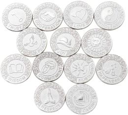 Bags 13 Pcs English Wedding Arrhae Unity Coins Set with Book Box Wedding Arras De Boda Cristiana Wedding Ceremony Couple Bride Gift