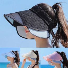 Wide Brim Hats Foldable Sunscreen Cap Summer Solid Color Travel Caps Stretchable Large Beach Hat Women