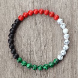 Strands Classic Natural Stone Palestine Flag Bracelet Men Women National Flag Beads Bracelet Christmas Prayer Beads Worship Jewellery Gift