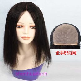 Real person wig womens long hair full head cover needle delivery hand woven rough real