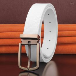 Belts Men Belt Grey Pin Buckle High Quality Designer White Casual Genuine Leather Fashion Waistband Ceinture Homme