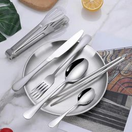 Dinnerware Sets Camping Picnic Tableware Travel-friendly Stainless Steel Cutlery Set With Organizer Bag Polished Surface Fork Spoon