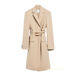 Women's Coat Cashmere Coat Luxury Coat MAX Maras Womens Beige Exquisite Casual Wool Fabric Mid Length Tunic Wool Coat