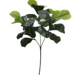 6pcs Artificial Ficus Lyrata Leaf Stem Faux Green Ficus Pandurata Tree Branches for Greenery Wall Floral Decoration 240409