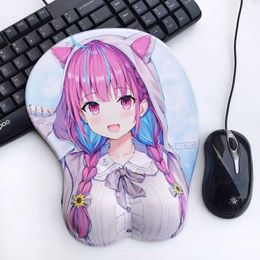 Mouse Pads Wrist Rests 3d Carpet Mouse Pad Minato Aqua Hololive Kawaii Wrist Rest Keyboard Anime Girl Mouse Pads Cute Virtual Anchor Laptop Table Y240423