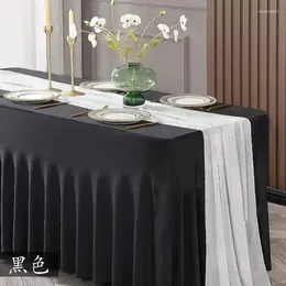 Table Cloth Banquet El Conference Cold Dining Sun Elastic Set Wedding Skirt Rectangular Hem Tablecloth Black