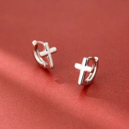 Earrings REETI 925 Sterling Silver Cross Earrings for Women Fashion Personality Couple Small Contracted Earrings